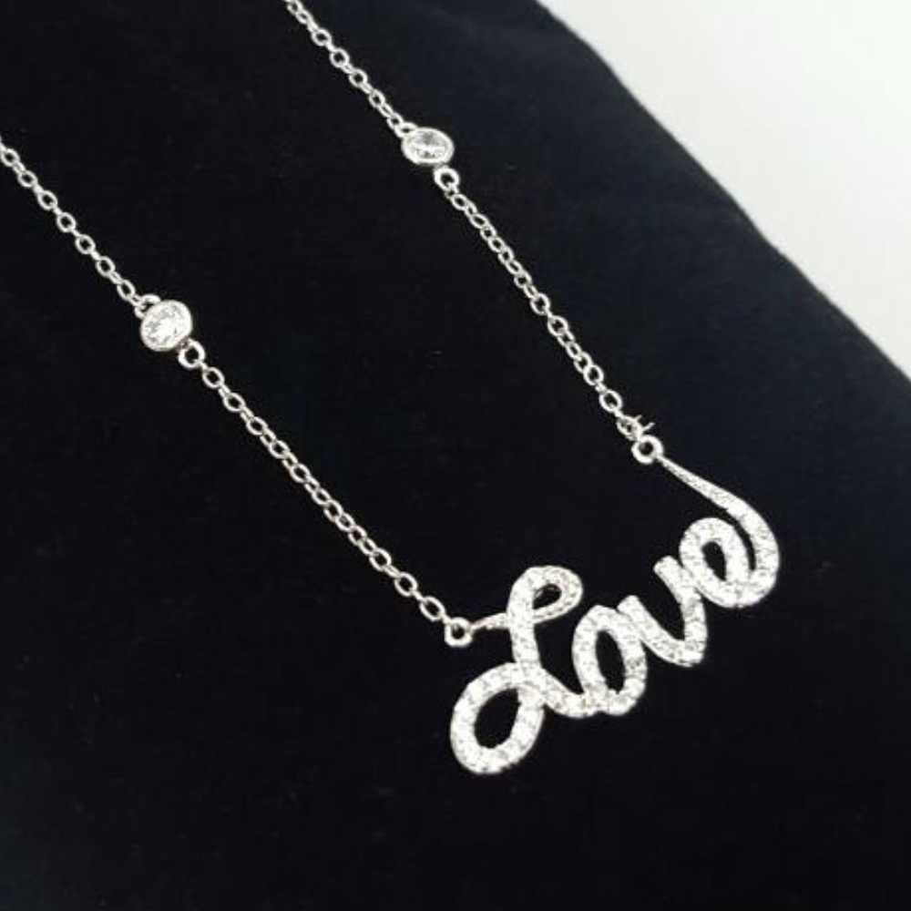 925 Silver Script Love Pendant Necklace